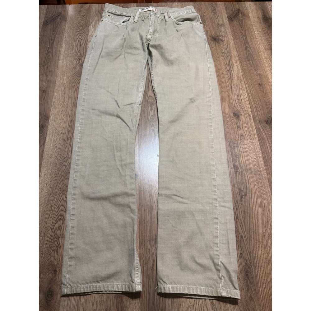 Levi 505 Pants Mens Size 32x34 Khaki Denim Jeans Straight Leg Fit